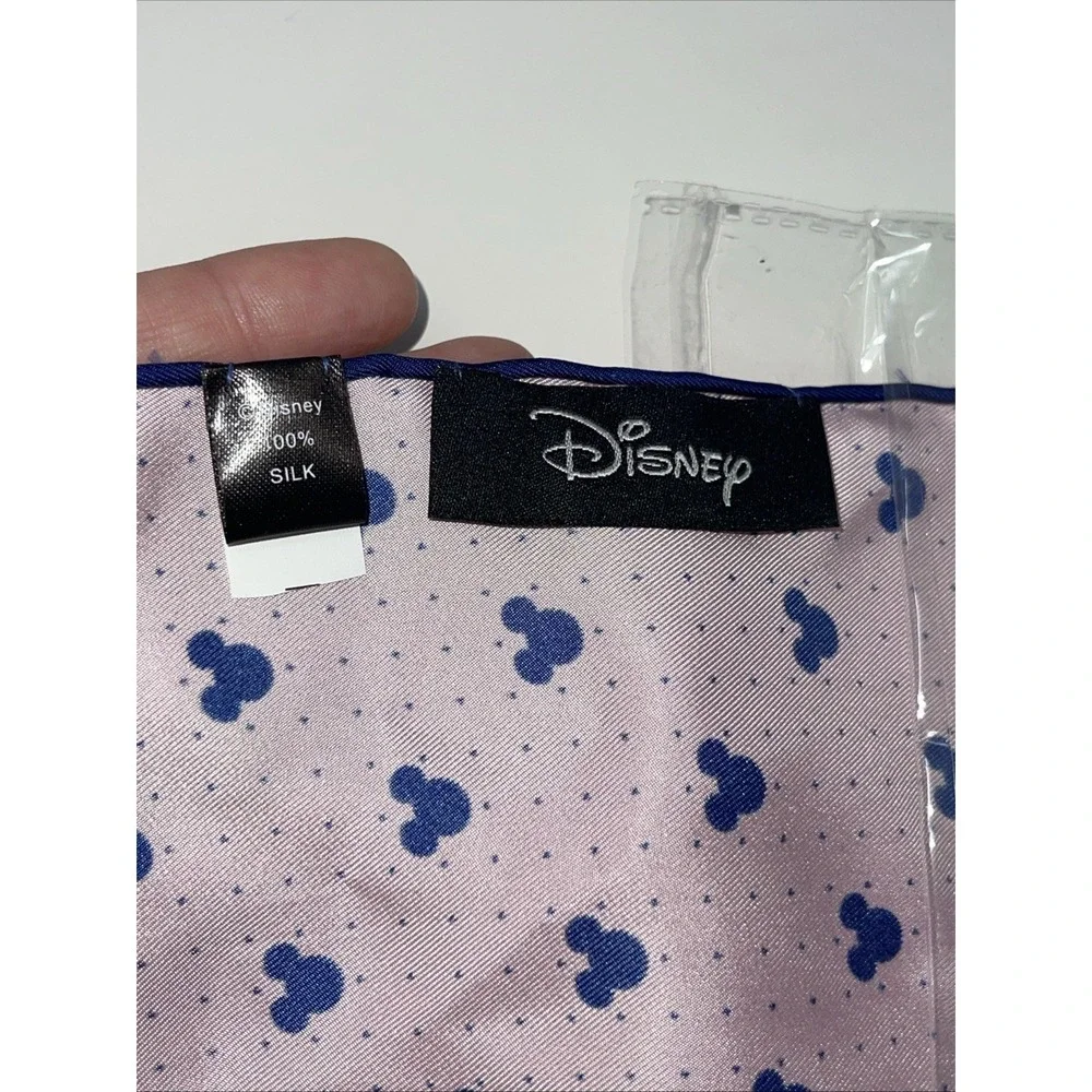 Mens Paisley 100% Silk Neck Tie & Pocket Square Mickey Head Disney NWT Cufflinks